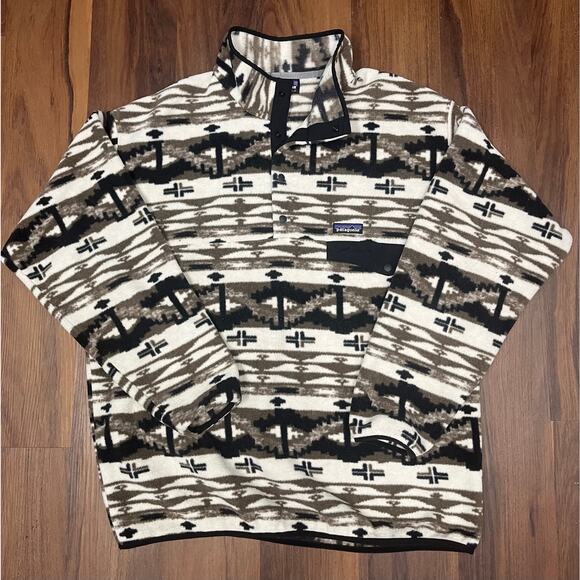 Patagonia XL Synchilla Snap-T Pullover Shepherds Knit Birch Fleece Aztec Brown - Picture 1 of 10
